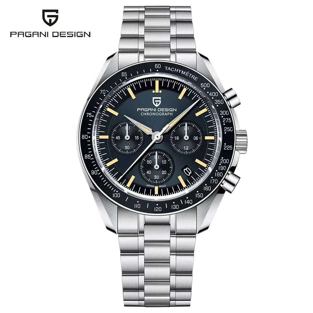 Montre à quartz de luxe pour hommes — chronographe VK63, miroir saphir AR, lumineuse, cadeau 2025