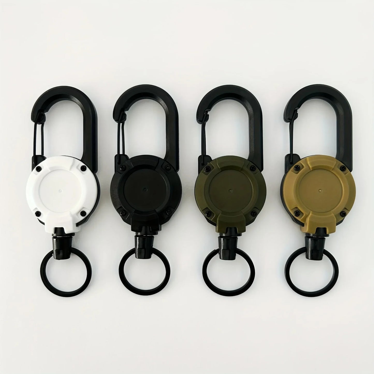 Llaveros retráctiles extensibles, carretes de insignia, clip resistente con mosquetón, para hombres, bolsas de exterior, 1/2/4 piezas