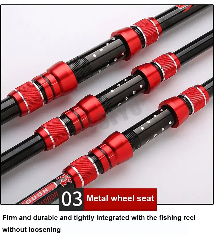Canne à pêche Portable 2.1-4.5M siège de roue mobile canne à pêche télescopique en Fiber de carbone robuste voyage bateau de mer canne à pêche de roche