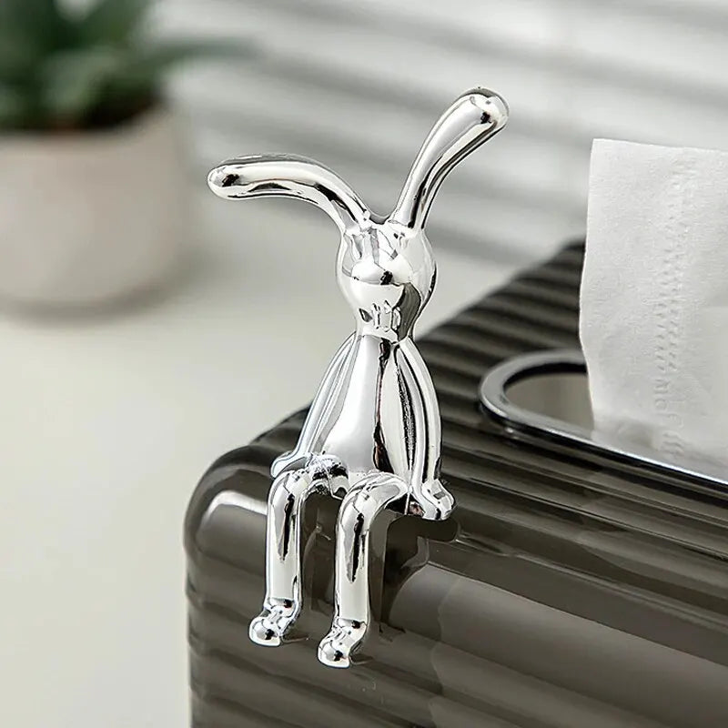 Double Statue de lapin à longues oreilles, 2 pièces, accessoires de décoration de dessin animé, salon, chambre à coucher, voiture, ornement décoratif de bureau