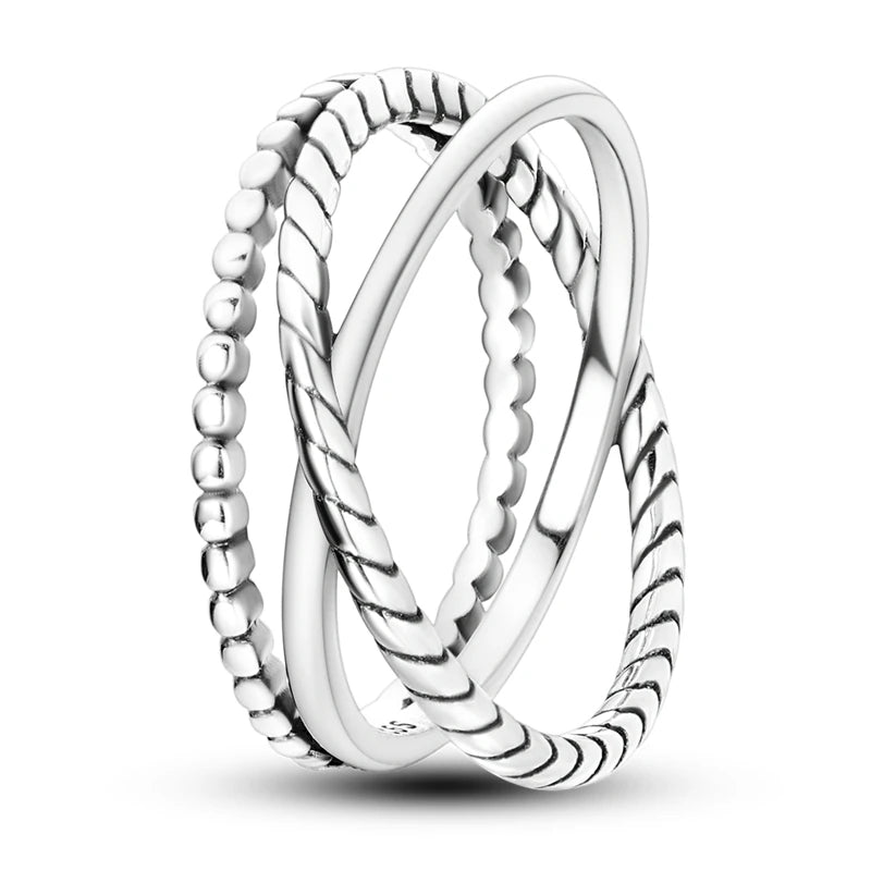 925 Sterling Silver Rings, Intertwined Line, Zircon Geometric Coiled Rings, Romantic Engagement, Wedding, Valentine's Day, Fine Jewelry, Gift