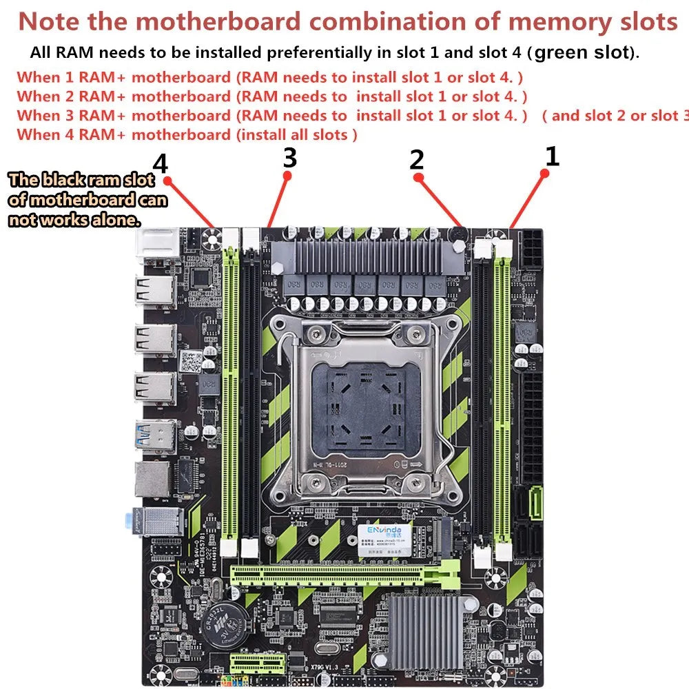 ENVINDA-Carte mère X79, LGA 2011, USB 2.0, prise en charge de la mémoire REG, ECC, processeur Xeon E5, 4DDR3, PCI-E, NVcloser, M.2