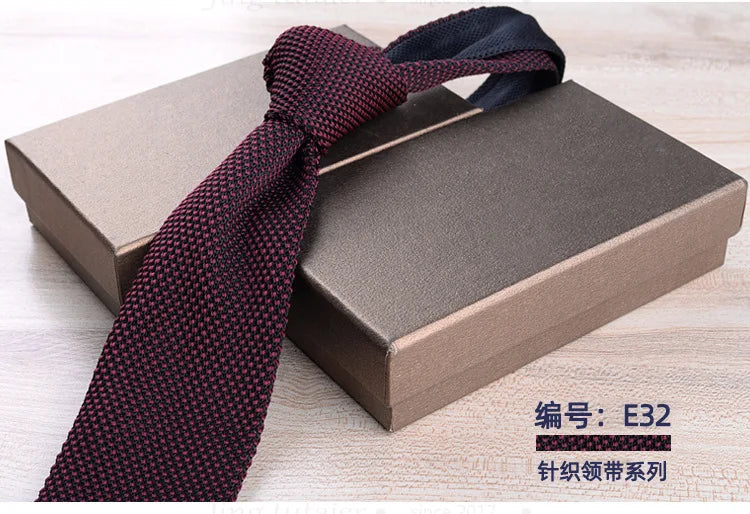 Corbatas de punto retro con rayas para hombres, estilo británico informal, formal de negocios, azul marino, rojo, marrón, corbatas hechas a mano, corbatín para esmoquin