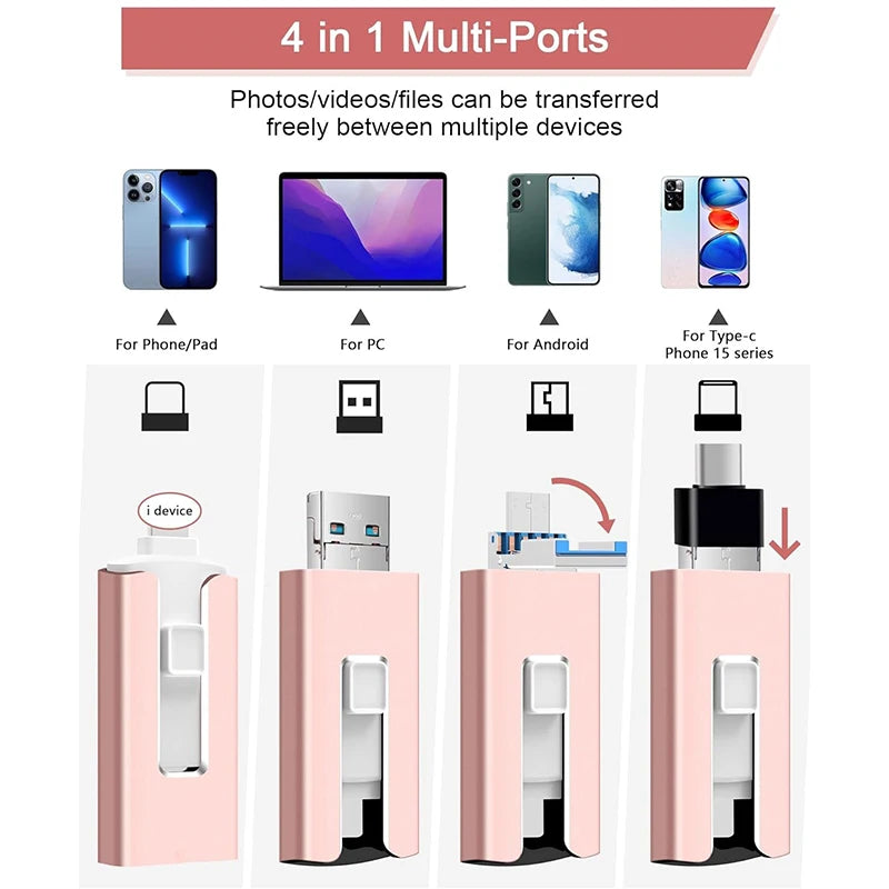 4 In1 OTG Micro USB 3.0 clé USB double usage Android TYPE-C clé Mobile Micro USB clé USB clé USB gratuite pour iPhone
