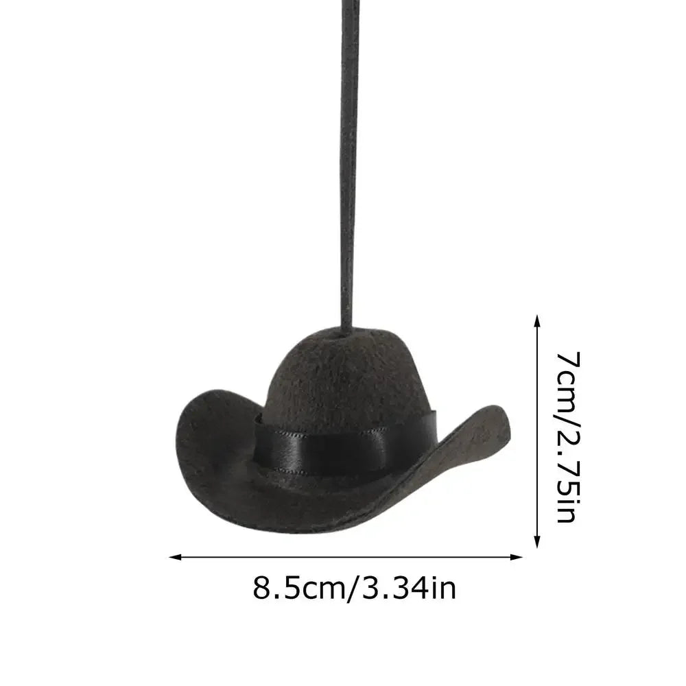 Ornement de voiture de chapeau de cowboy mignon – Décor pendentif en tissu pour femmes et hommes, accessoire intérieur automobile amusant pour voyage sur route