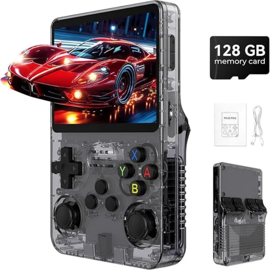 R36S Retro Portable Game Console with ARKOS System, 3.5 Inch IPS Screen, 128GB/64GB Storage, Preloaded Games, Portable Gift for Boys and Gamers