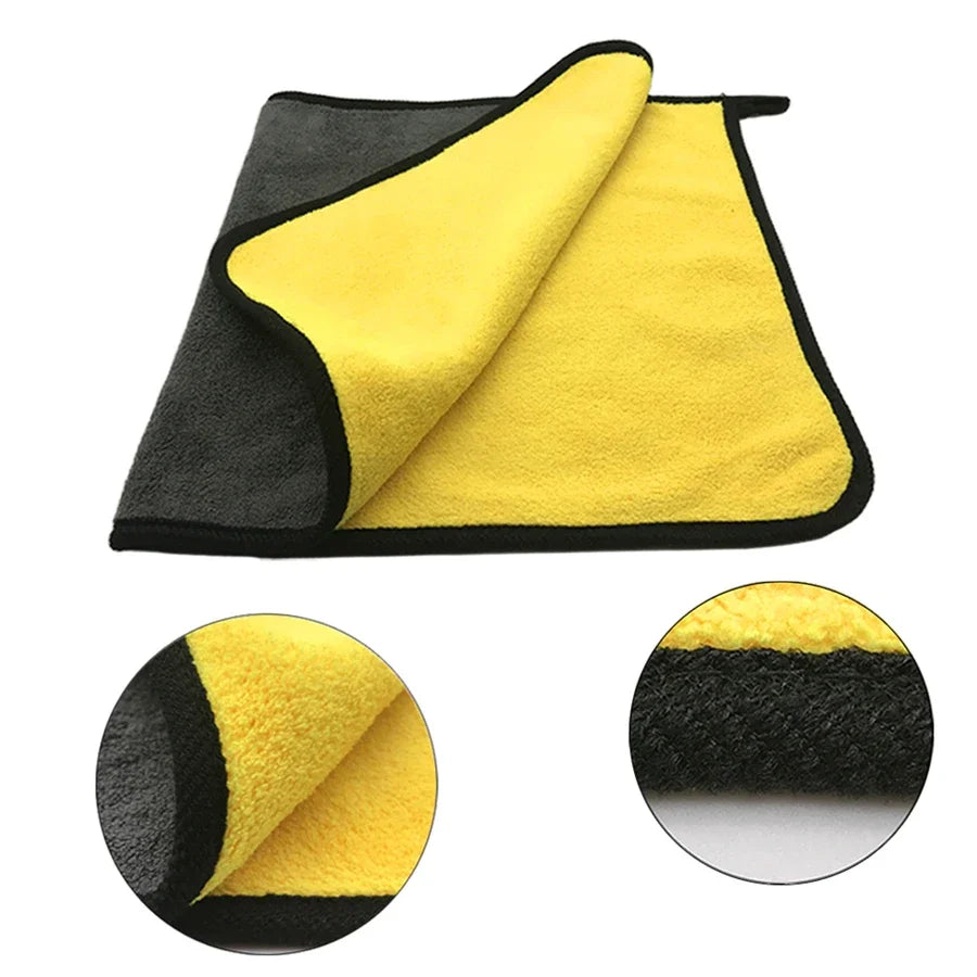 Serviette de nettoyage en microfibre épaisse, chiffon de séchage doux, serviettes de lavage de carrosserie de voiture, chiffons de nettoyage Double couche, accessoires de voiture, 1/2/6/10 pièces