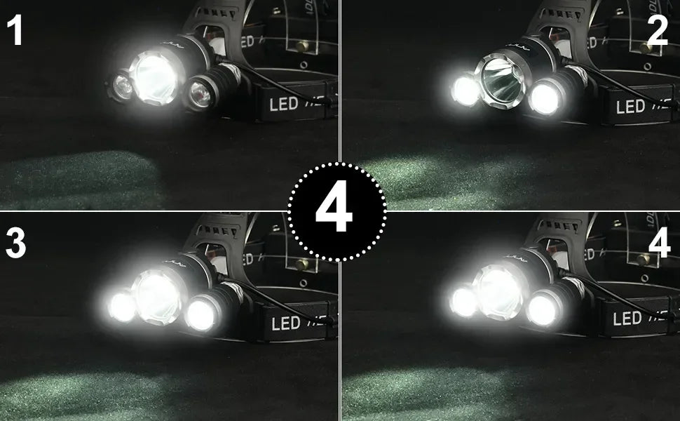 Lampe frontale rechargeable USB 2*18650, puissante lampe torche LED, lanterne étanche, lampe frontale portable pour la pêche et le camping