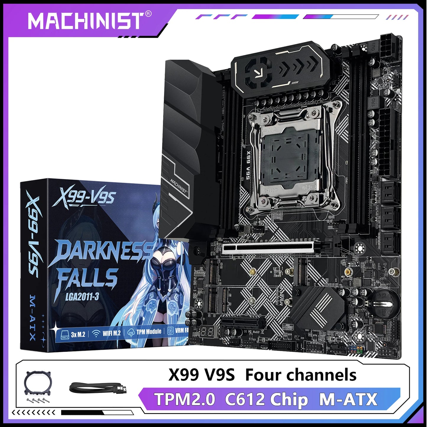 MACHINIST X99 V9S carte mère prise en charge TPM2.0 LGA 2011-3 Xeon E5 cpu DDR4 RAM C612 puce avec 3 * NVME M.2 slot SATA3.0 USB3.0