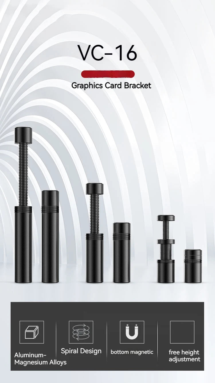 TEUCER VC-16 foulant Carte GPU Titulaire Vertical Télescopique Rotatif Stand Magnétique invite ket Vidéo Porte-Carte