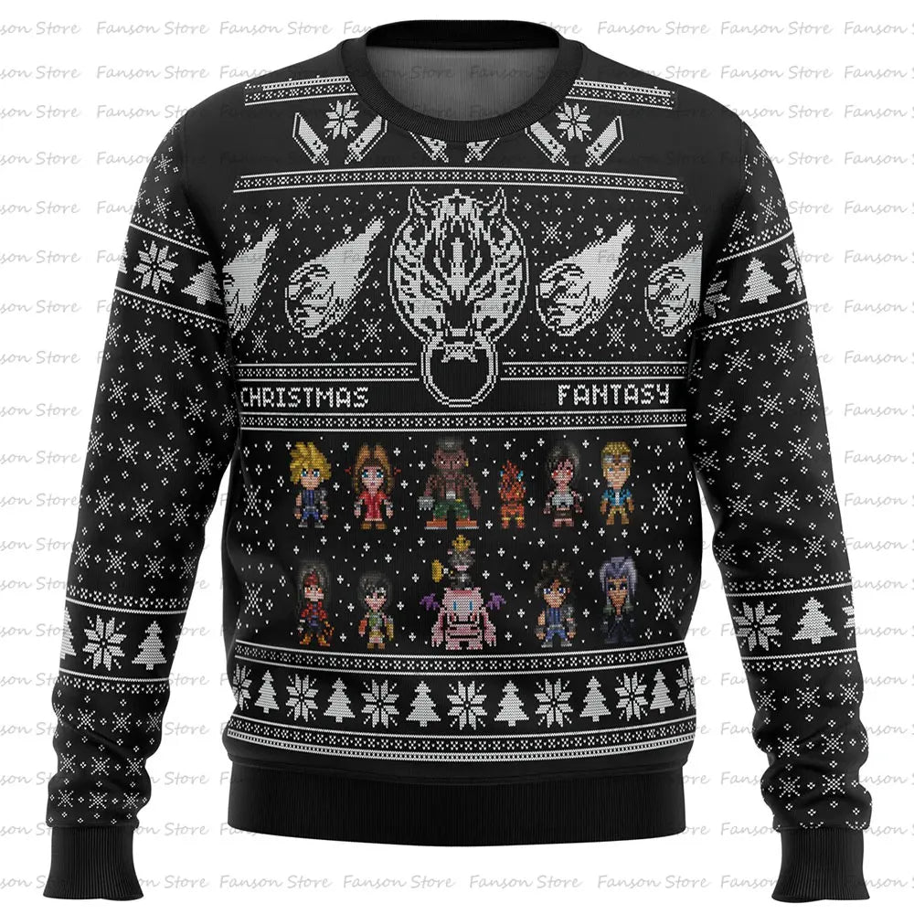 Final Nette-Rib de Navidad Anime Cartoon para hombres y mujeres, Sudadera con capucha para pareja, rib, Y-2025, 7 VII FF7 en-ly, Nueva moda