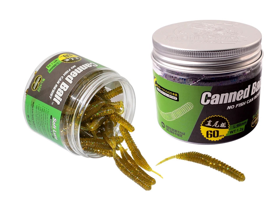 60 pièces 1.2g 6cm leurre de pêche Mini ver souple crevette Jerkbait poisson océan roche leurre bar odeur de poisson souple Swimbait appât souple Pesca