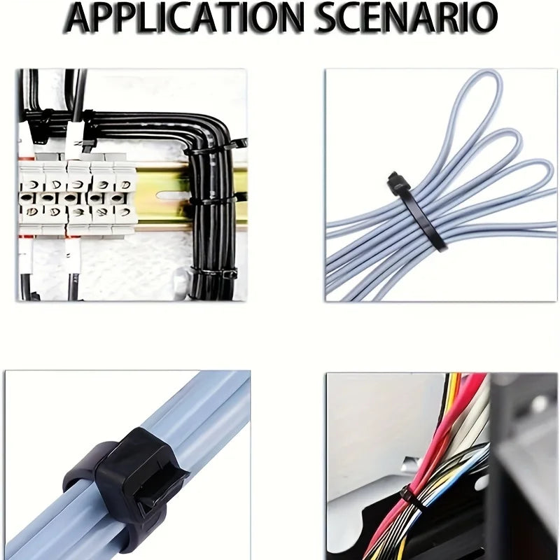 Self-locking Adjustable Nylon Cable Ties, Fastening Buckle, Reusable Plastic Metal Ties for Office and Home