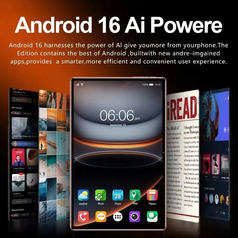 Tablet Android Pad 17 Pro Max 16 22GB 2TB ROM 10,1 pulgadas Snapdragon8gen3 10 núcleos PC tablet reconocimiento facial 20000mAh 5G Doble SIM
