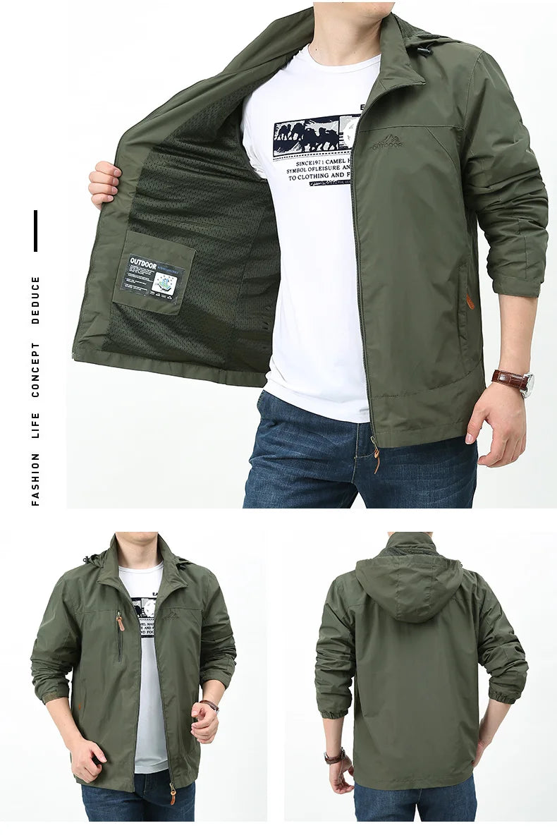 Vestes coupe-vent imperméables pour hommes et femmes, veste tactique décontractée pour randonnée, multi-poches, à capuche, pour la pêche