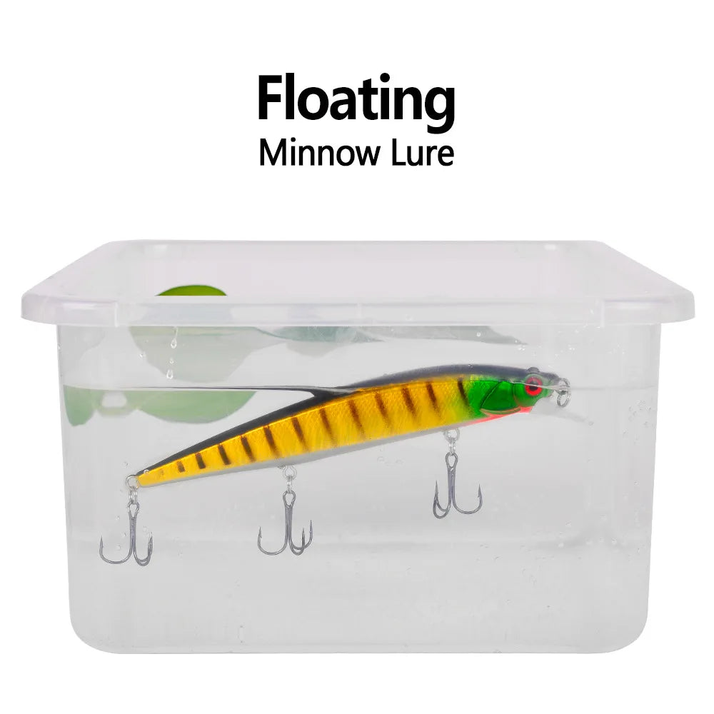 1 pièces leurre de pêche Wobbler réaliste yeux 3D 14 cm/18.5g vairon appât dur artificiel matériel de pêche leurre flottant avec 6 #   Crochets
