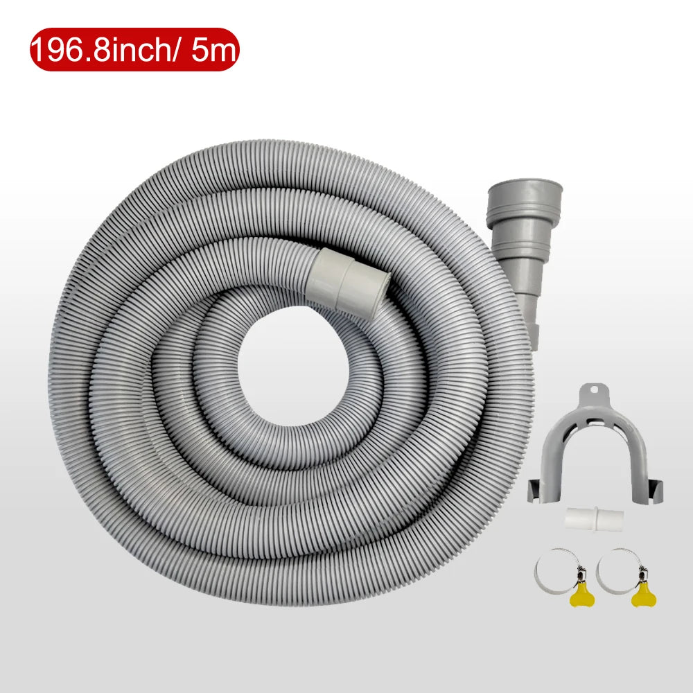 Washing Machine and Dishwasher Drain Hose Kit, including Flexible Corrugated Hose, Extension Adapter and Hose Clamp, 1 Piece