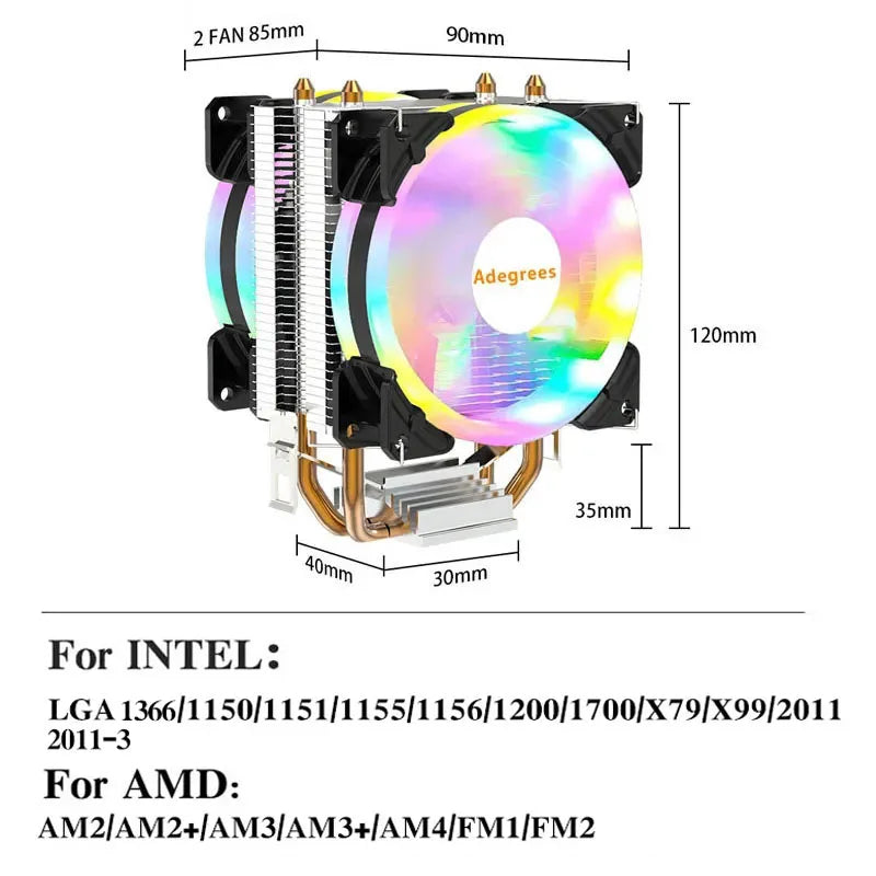 Refroidisseur d'air CPU X79 X99 3 broches PWM 4 broches ventilateur de refroidissement de processeur silencieux pour Intel LGA 1151 1155 1200 1700 2011 AMD AM3 AM4 radiateur PC