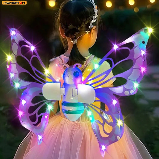 Alas de mariposa eléctricas, alas de elfo móviles con alas de hada ligeras para niños, disfraz de Cosplay de cumpleaños y Navidad, juguete de ángel para niñas