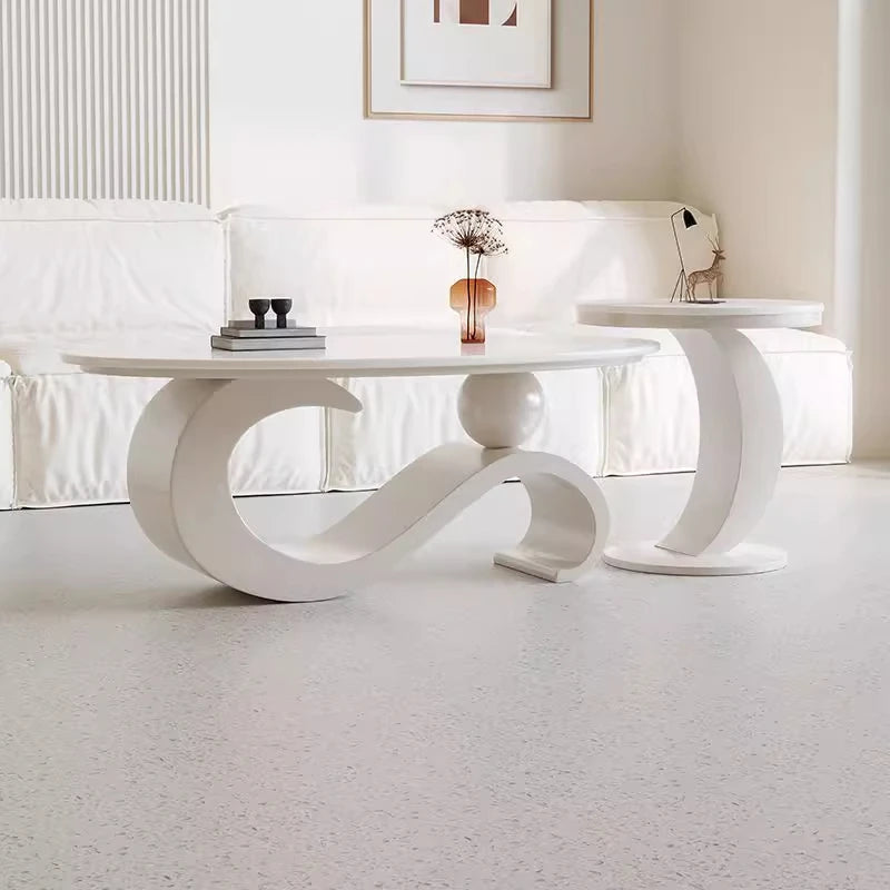 Mid-Century Retro Coffee Table, Oval Luxury, Nordic, Aesthetic, Classic, Living Room Low Table, Home Furniture