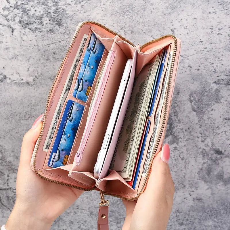 Zipper Fashion Women's Long Wallets Handbags Coin Purse Card Holder PU Leather Billfold Wallet