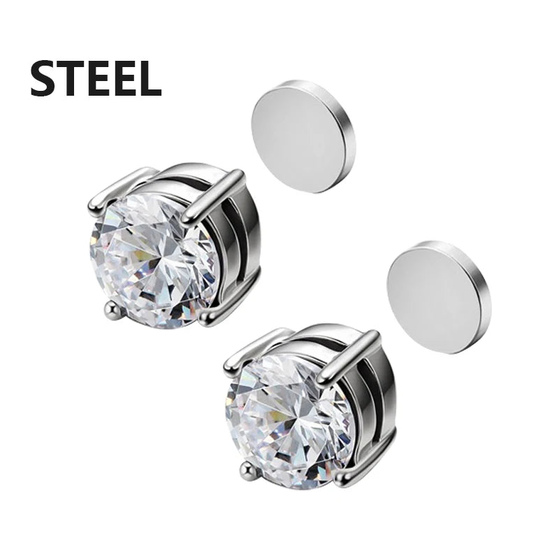 Pendientes Magnéticos con Clip para Hombre y Mujer, Punk, Redondos, con Imán, Joyería sin Perforaciones, 1/3 Pares