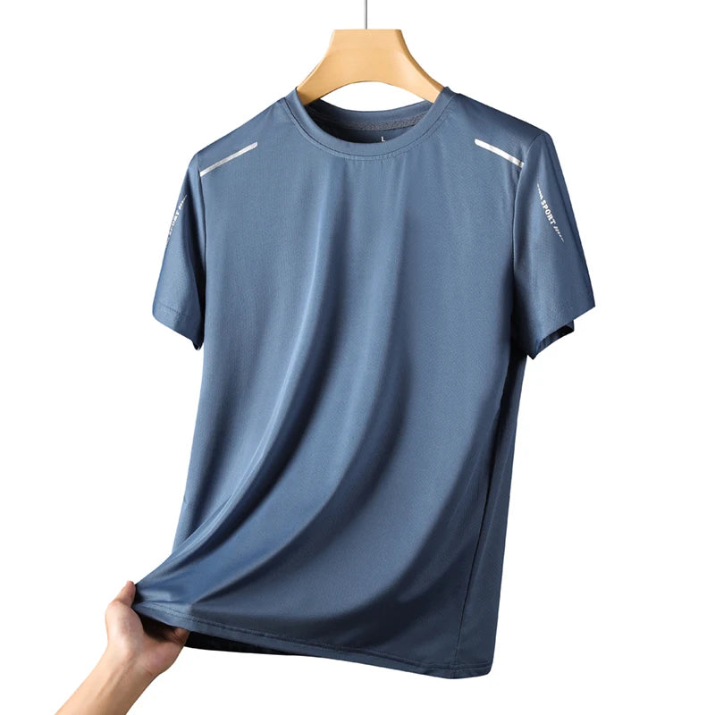 CHRLCK Men's Quick Dry Running T-Shirts Breathable Hiking Fishing T-Shirts Soft Elasticity Outdoor Sports Short Sleeve Summer Shirt