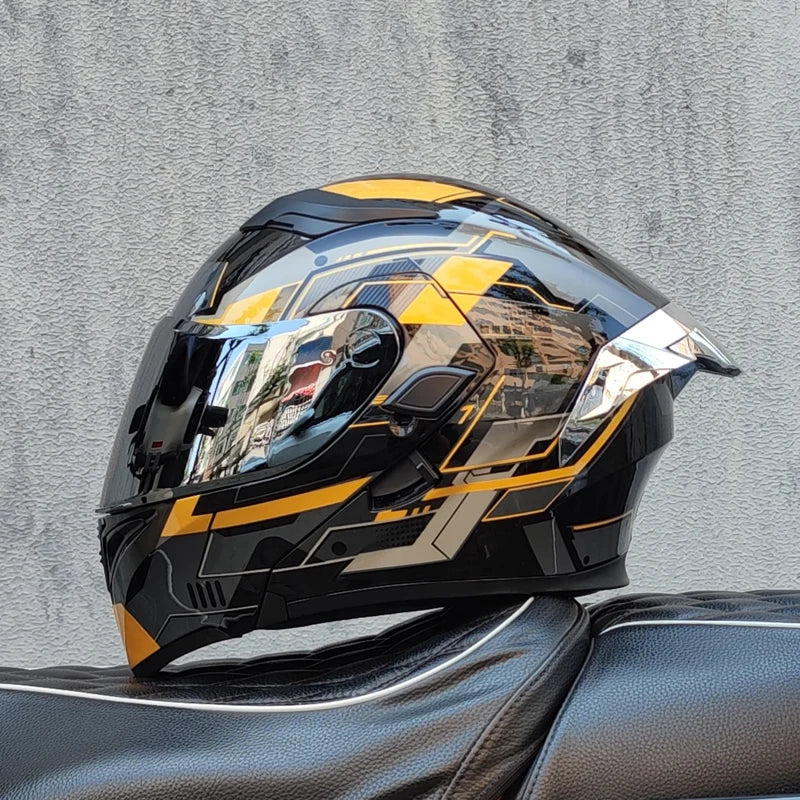 ORZ Motorcycle Helmets Dual Visors DOT Approved Modular Flip Up Helmet Full Face Motorcycle Racing Helmet Motocross Helmet DOT