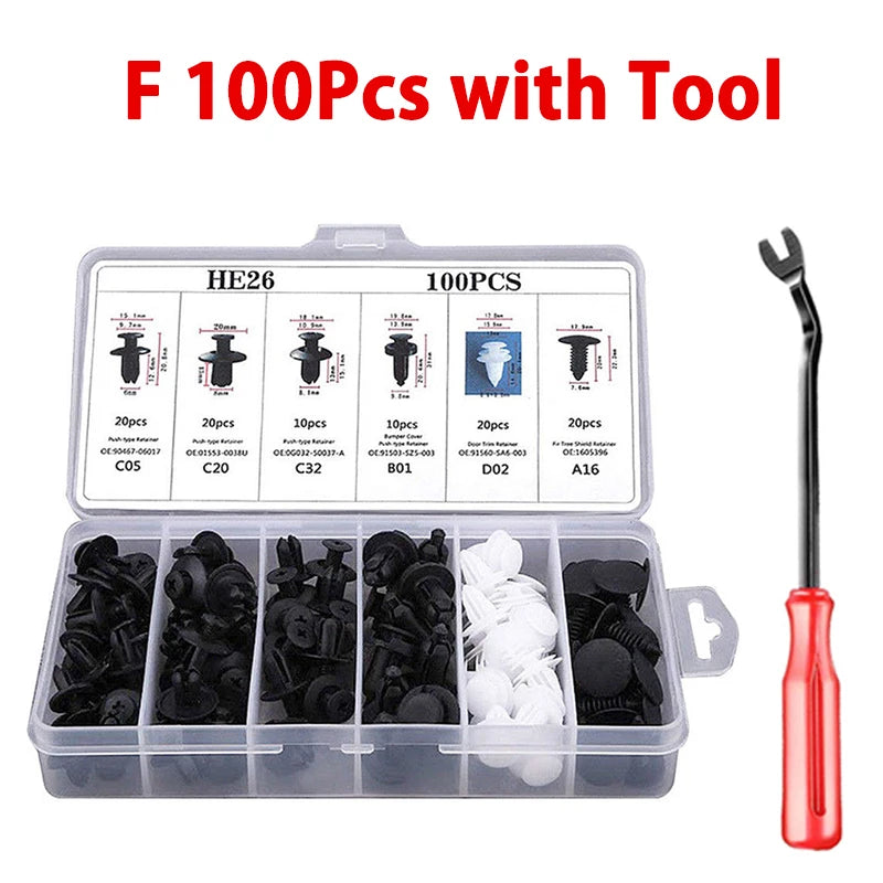 Kit de fixation de panneau de garniture de porte de pare-chocs de voiture, clip de fixation automatique mixte, poussoir de carrosserie, retenue, goupille, rivet, clips de voiture, emballage de boîte ou de sac