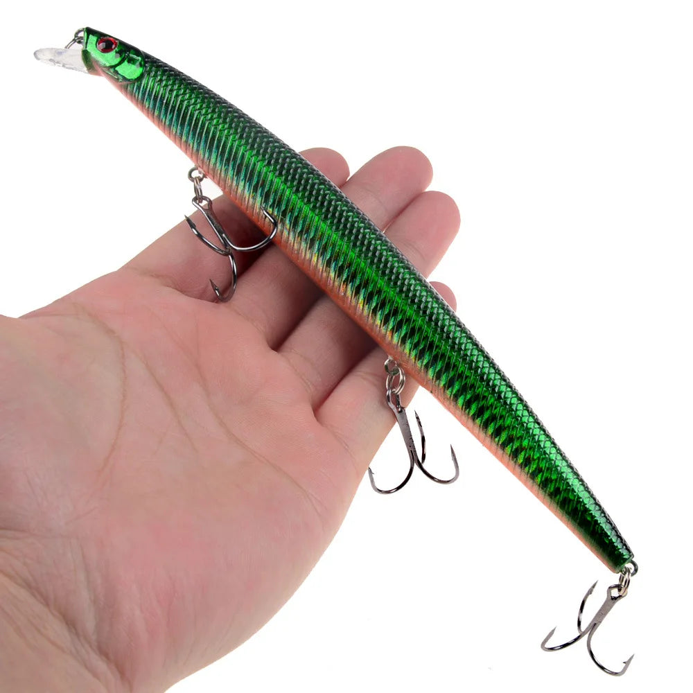 Leurre de pêche au vairon en plastique, appât Éldur, manivelle laser, gros faux poissons, appâts de pêche en mer, 16 couleurs, 18cm, 24g