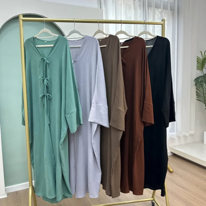 Robe Abaya Ouverte de Luxe pour Femme Musulmane, Cardigan Noir Modeste pour le Ramadan, Arabie Saoudite, Eid Dubaï, Robe de Soirée Islamique, Turquie, Vacances