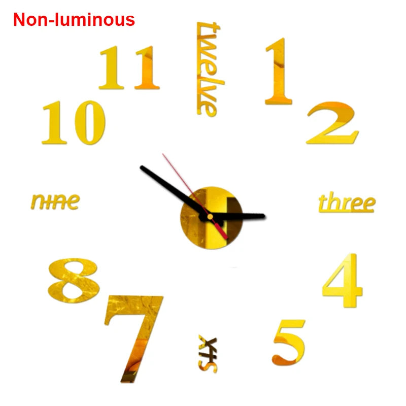 Wall clock DIY Luminous Wall Clock Quartz Watch Acrylic Mirror Stickers Wall Clock Wall Decoration Hot Home Decoration