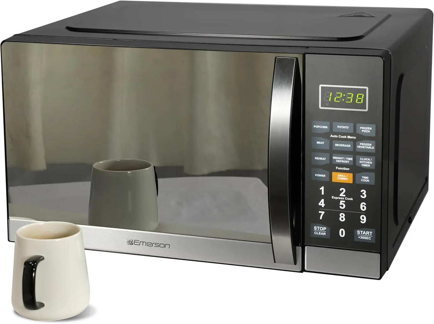 MWG1191SB Horno microondas de 1,1 pies cúbicos con grill integrado, 1100 W de potencia, acero inoxidable, pantalla de temporizador LED, 11 niveles de potencia, 9
