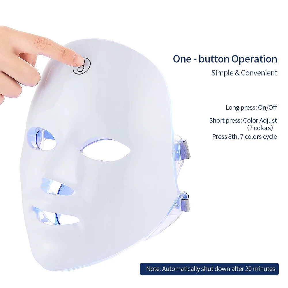 7 Colors LED Facial Mask, LED Repair Skin Beauty Machine, Wireless Use
