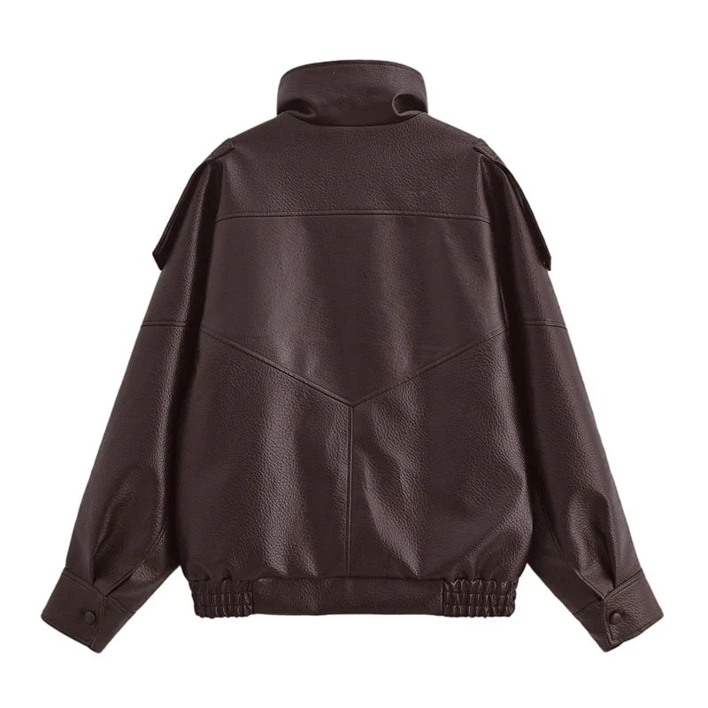 Veste femme automne 2025 nouveau noir à manches longues galets Faux cuir veste moto Style personnalité mode