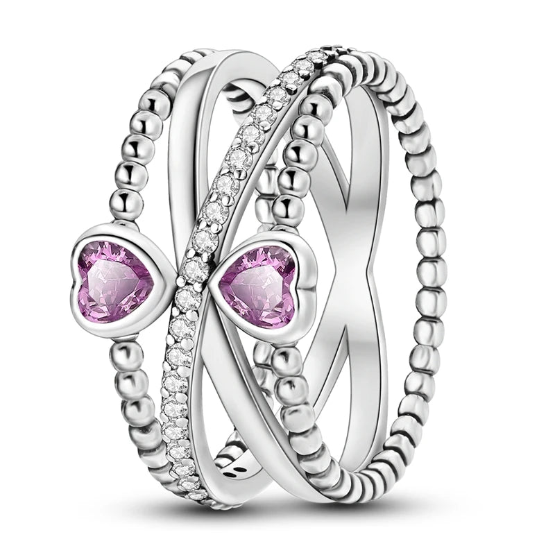 925 Sterling Silver Rings, Intertwined Line, Zircon Geometric Coiled Rings, Romantic Engagement, Wedding, Valentine's Day, Fine Jewelry, Gift