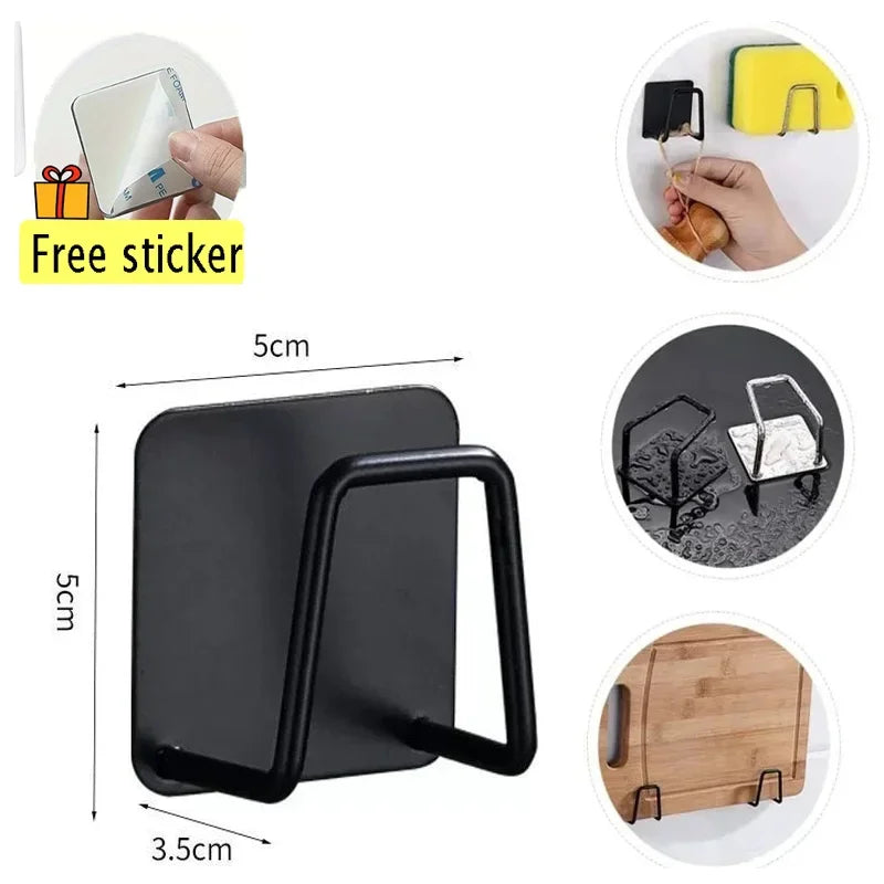 Soporte de esponjas de cocina de acero inoxidable, escurridor de esponjas para fregadero, estante de almacenamiento autoadhesivo, ganchos de pared, organizador de cocina