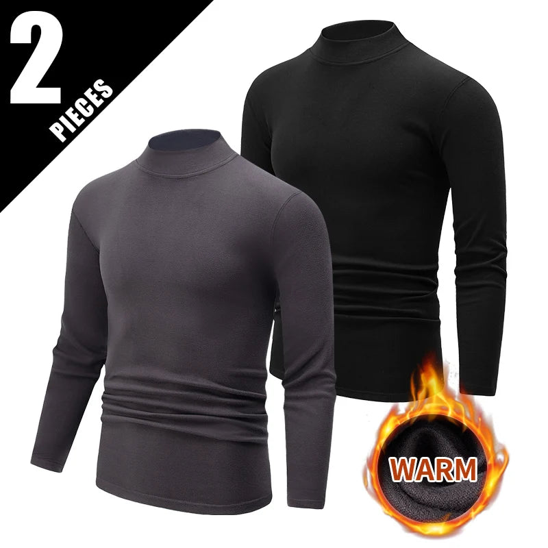 Haut Col Semi-Haut Manches Longues Homme — Sport Fitness Chaud Automne Hiver