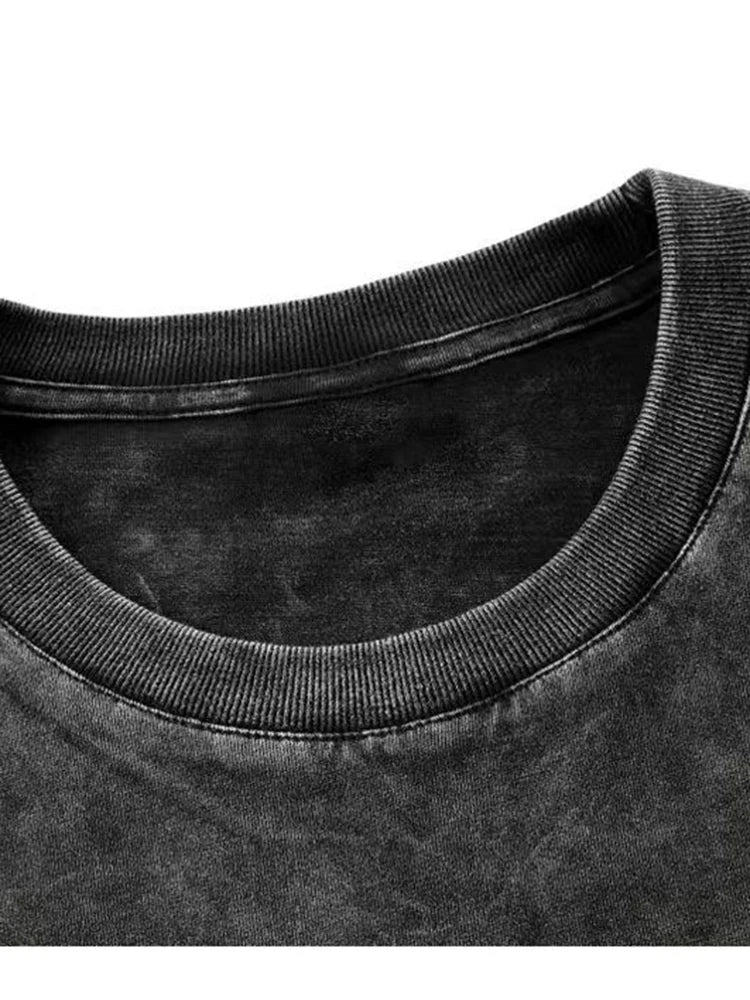 T-shirts vintage délavés 2026 – Style streetwear hip-hop rétro punk pour femme – T-shirt décontracté Harajuku en coton à manches courtes avec effet délavé à l'acide