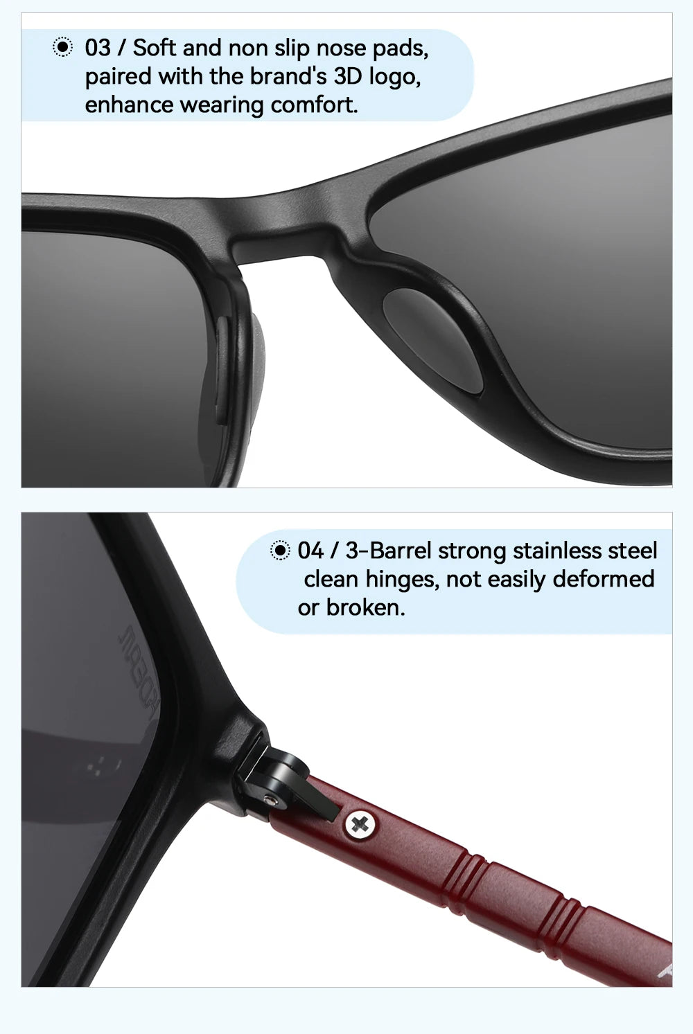 Lunettes de soleil polarisées XL — sport, protection UV400, grand cadre, hommes et femmes