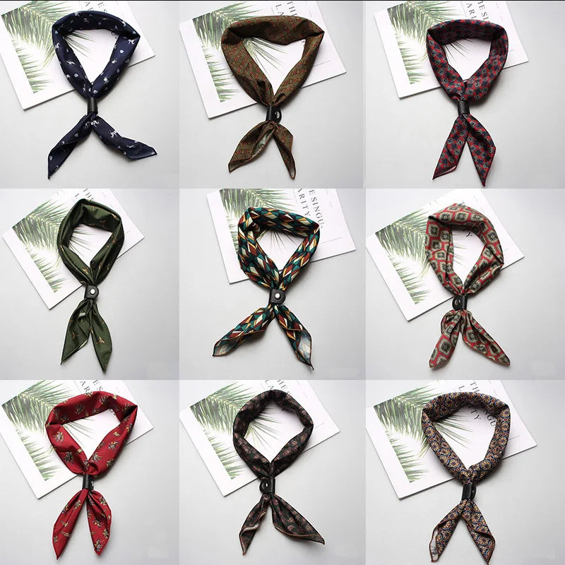 Pañuelo de seda cuadrado pequeño de 60 x 60 cm para hombres, mujeres, niños, niñas, accesorio de lujo, corbata Ascot