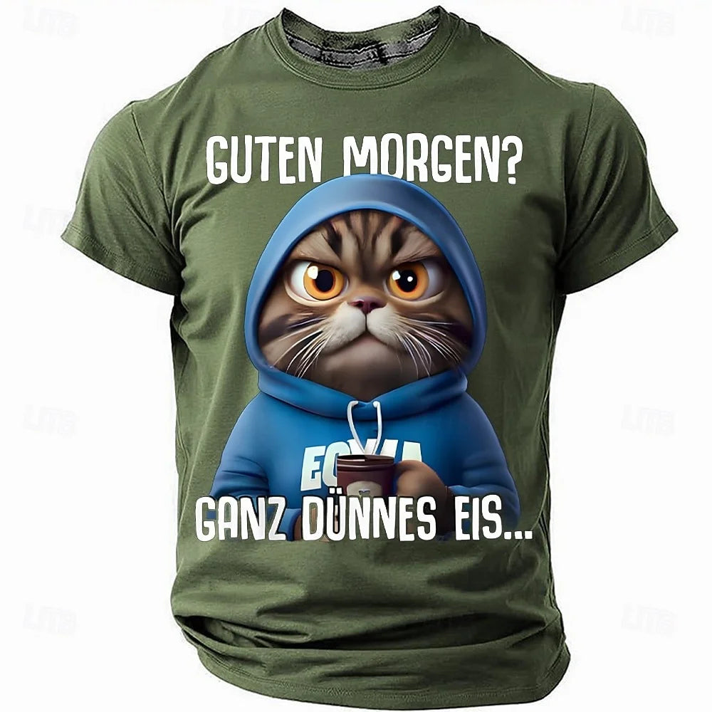 T-shirt humoristique pour homme avec chat — imprimé graphique, manches courtes, décontracté, amoureux des chats
