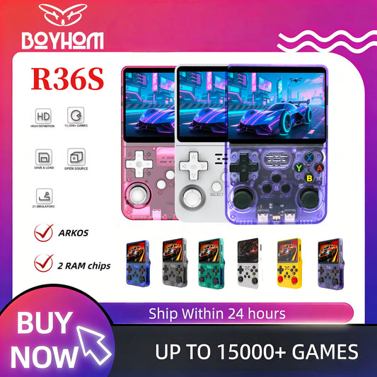 BOHOM NEW ARKOS 100% Original R36S Retro Handheld Game Console 3.5'' IPS, 15000+ Games, Portable Linux Handheld Player, BEST Gifts