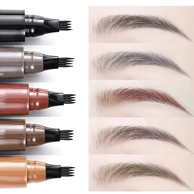 Crayon à 4 fourches pour microblading, maquillage pour les yeux, résistant à l'eau, naturel, longue durée, cinq couleurs