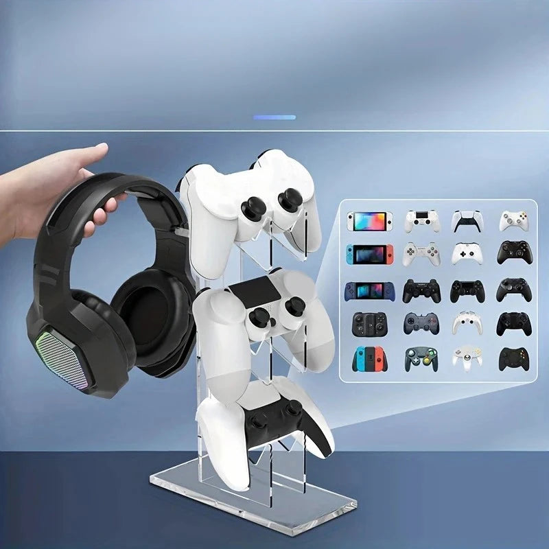 Universal 3-Layer Controller Stand, Sauna Phone Holder, Gaming Accessories for PS5, PS4 Storage Stand, Black, White, Transparent
