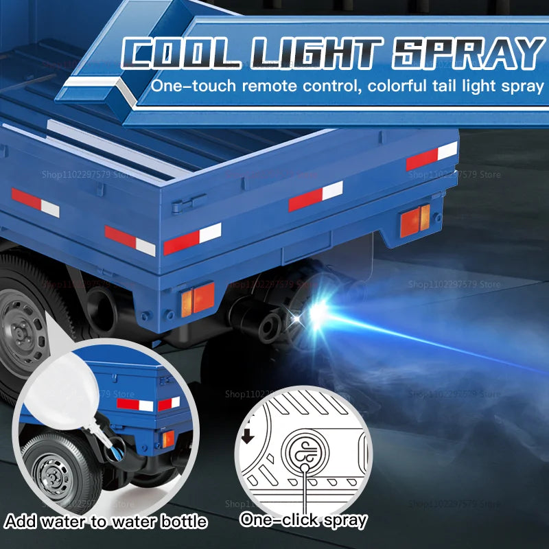 1:18 Scale RC Car, Off-Road Drift Truck with Spray Lights, Gifts for Kids Boys, RC Racing Toys for Kids and Adults
