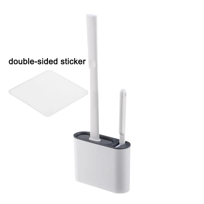 Brosse de toilette murale avec support, brosse de toilette en silicone à long manche, poils souples, accessoires pour livres et WC
