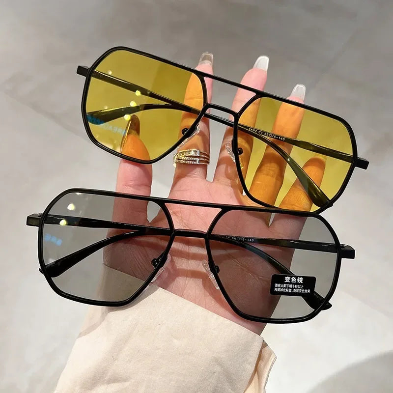 Lunettes de Soleil Dégradées pour Homme, Grande Monture, Pilote, Design, Anti-ZE, Zones Me UV400