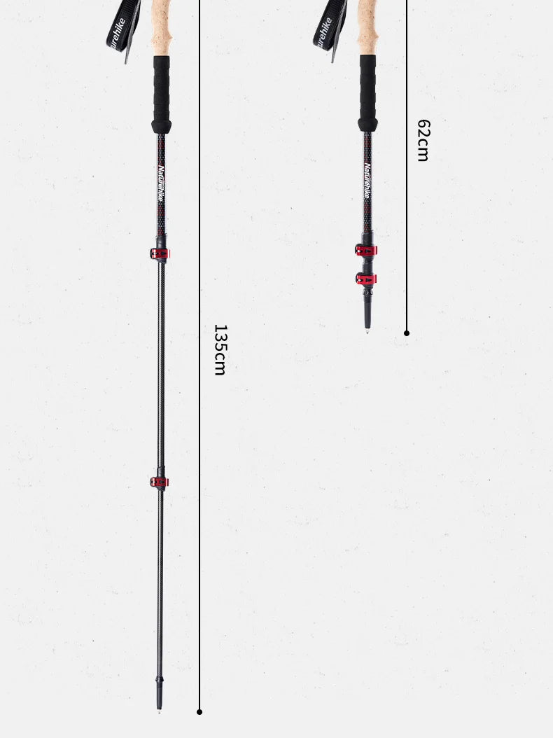 Naturehike baton de randonnée 2 pièces baton telescopique Fibre de carbone baton de marche randonnée léger accessoir randonnee Bâton d'escalade canne telescopique baton marche nordique carbone canne pliable randonnée