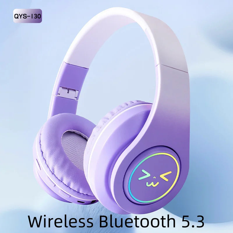 Auriculares Bluetooth inalámbricos originales para ordenador, cascos de juego con cancelación de ruido, cara sonriente oyant RGB, Gamer Girl Bass Out